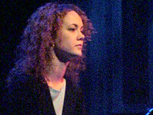 
Coach Said Not To keyboardest Lee Violet, performing at Garrison Keillor's "Rubarb" show at the Fitzgerald Theater. Violet says the group hopes to develop a cult following like "They Might Be Giants," another art rock band they admire. (Photo courtesy of Prairie Home Productions)