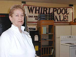 
Linda Welsh, who runs an appliance store in Eveleth, says "the good times on the Iron Range are never here." (MPR Photo/Bob Kelleher)