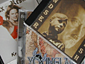 A few sample CDs for bands promoted and distributed by St. Paul-based Panzerfaust Records. The band's catalog includes around 500 albums for more than 300 bands from around the world. (MPR Photo/Jeff Horwich)