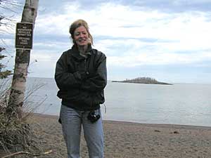 
Tiny Knife Island is about 1/2 mile off the shore of Lake Superior, near the mouth of Knife River - the largest trout spawning ground on the entire North Shore. (MPR Photo/Stephanie Hemphill)