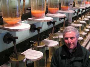 
Don Schreiner is the DNR's fisheries manager for Lake Superior.  At the French River Fish Hatchery, rainbow trout eggs will grow into young fish to be released into the river.  Next year, Schreiner will review the long-range plan for Lake Superior, and it may include a limited commercial fishery for lake trout. (MPR Photo/Stephanie Hemphill)