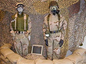 
The Minnesota Air National Guard Museum includes this display of protective gear worn by Guard members. (MPR Photo/Bill Catlin)