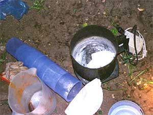 
Sgt. Todd Hoffman took these pictures of a meth lab.  Notice the alkaline batteries, coffee filters, hot plate and red phosphorous -- all ingredients to make meth.  (Photo courtesy Todd Hoffman)