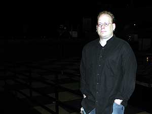 
First Avenue's new General Manager Chris Olson. Olson says the club needs to broaden its audience base in an increasingly competitive downtown Minneapolis entertainment market. He says the club is considering establishing air guitar and karaoke style events, and will play more danceable recorded music. (MPR photo/Chris Roberts)