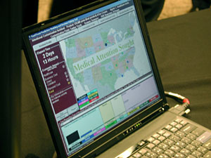 
One company, associated with Green Giant, demonstrated software that could be used to track food at each point of its production and distribution.  
 (MPR Photo/Marisa Helms)