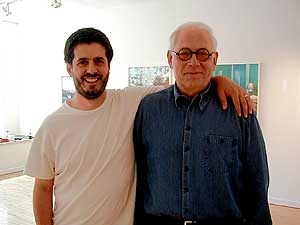 
Alec Soth, left, and gallery owner Martin Weinstein. Weinstein says Soth should enjoy the moment while it lasts. (MPR Photo/Marianne Combs)