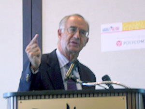 
Pollster Peter Hart acknowledges it's a challenge for Democrats to appeal to veterans.  "The active military person is certainly more likely to be a Republican, certainly with the officers," says Hart. (MPR Photo/Bob Collins)