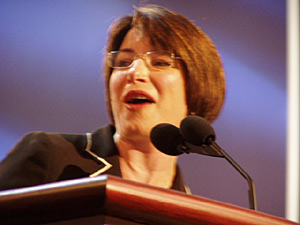 
Hennepin County Attorney Amy Klobuchar spoke to the Democratic National Convention on Wednesday, in support of Sen. John Kerry's anti-crime initiatives. (MPR Photo/Michael Khoo)