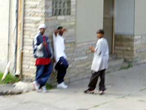 
City councilmember Natalie Johnson Lee pointed out these young men hanging out near a convenience store on West Broadway in north Minneapolis.  She says they are a few of the areas drug dealers. (Brandt Williams)