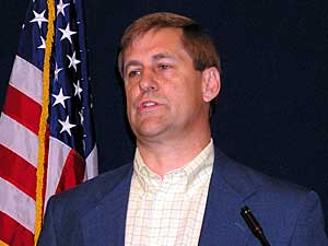 
Rep. Phil Krinkie, R-Shoreview, opposes the Northstar project, and says the governor overstepped his bounds by allocating the additional money without legislative approval. (MPR Photo/Laura McCallum)