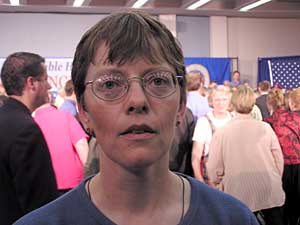 
Lisa Lund, who says she has yet to decide which candidate to vote for. She says, though, she's leaning toward Kerry. 
 (MPR Photo/Mark Zdechlik)