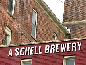 
Some buildings at the August Schell Brewing Co. Most are over 100 years old. The company is located in New Ulm, along the banks of the Cottonwood River. (MPR Photo/Mark Steil)