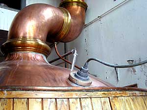 
This copper brewing kettle is more than 100 years old.  It's used mainly to heat water for beermaking now. (MPR Photo/Mark Steil)