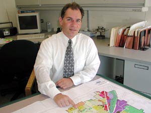 
Northfield city planner Dan Olson lost a similar job in the Twin Cities last year. He says government work has a reputation for job security and he never thought he'd be laid off. (MPR Photo/Bill Catlin)