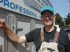 
Russell Dedrick, aka "The Happy Husband Handyman," says business is "steady enough" but not "flush." (MPR Photo/Jeff Horwich)