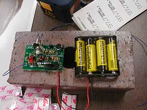 
One participant mounted a transmitter on a brick (MPR Photo/Chris Roberts)