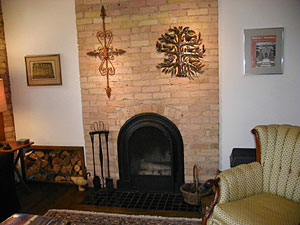 
The fireplace that was never used. (MPR Photo/Greta Cunningham)
