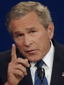 
 President George W. Bush repeated during the debate that the United States cannot send mixed messages about the war in Iraq. (Chris Hondros/Getty Images)