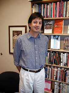 
Emerson Blake says Milkweed Editions' mission to publish books that better humanity which sets it apart from large for-profit presses which are driven by profit. (MPR Photo/Marianne Combs)