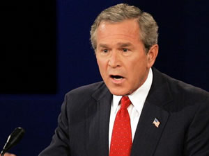 
 While Kerry said he had a plan to help expand health coverage
for those who lack it, Bush said, "plan is not a litany of
complaints. And a plan is not to lay out programs you can't pay
for."

 (Photo: Robyn Beck/Getty Images)
