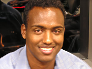 
"Somalis, like other people, are worried about jobs, Social Security, and everything.  We're a sample of the whole country.  We don't have special interests here and there," Rashid Mursal asserts. (MPR Photo/Annie Baxter)
