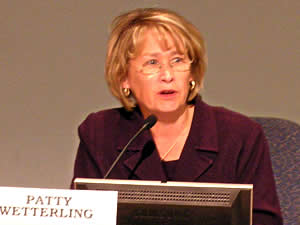 
During the debate Wetterling made several mentions of her son's abduction 15 years ago.  It even came up in response to a question about homeland security.  (MPR Photo/Tim Post)