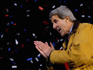 
At the end of his speech, Kerry told the crowd that their homework was to door-knock, man telephone banks and convince neighbors to vote for Kerry.   
 (Photo: Justin Sullivan/Getty Images)
