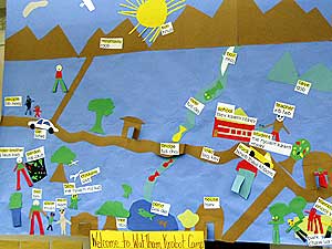 
Como Park Elementary students created a map depicting the Wat Tham Krabok Refugee Camp in Thailand. (MPR Photo/Tim Pugmire)
