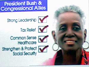 
A television ad being run by the George W. Bush campaign.  (Image courtesy of the George W. Bush campaign)