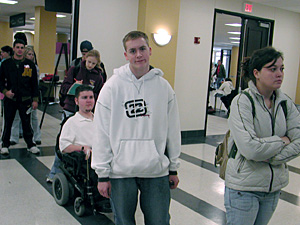 
Waiting in line to vote. (MPR Photo/Marisa Helms)