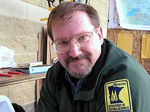 
Steve Caron, DNR area wildlife manager in northern Minnesota, says public attitudes have changed since the agency began testing for CWD in 2002. Caron says people are still concerned, but they're also better informed. (MPR photo/Tom Robertson)