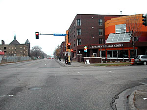 
Phase one of the Gateway project at Portland and Franklin Aves. in Minneapolis is at an intersection where there's been only vacant property for the past few years. (MPR photo/Dan Olson)