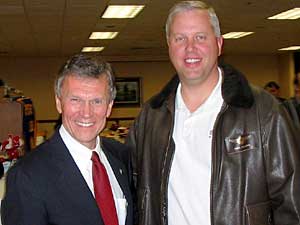 
Chris Rossing poses with Democratic U.S. Sen. Tom Daschle during a Sioux Falls campaign stop.  Rossing took a photo with both candidates, so he was sure to have one with the winner. (Photo courtesy of Chris Rossing)