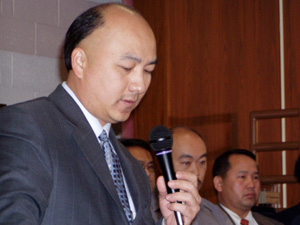 
 "What happened in Wisconsin is in no way representative of the
Hmong people and what they stand for," said Cha Vang, who said he
was representing "the greater law-abiding Hmong community. (MPR Photo/Brandt Williams)