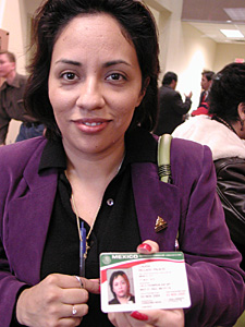 
Claudia Delgado, news director for Lazos Hispanos, a Hispanic publication in the Twin Cities, has a matricula.  She says all the immigrants that are here are working for one cause: to make a good living.
 (MPR Photo/Marisa Helms)