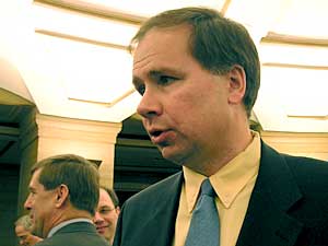 
Ways and Means Committee Chairman Jim Knoblach, R-St. Cloud, notes that the state actually has a surplus in the current budget cycle.

 (MPR Photo/Laura McCallum)