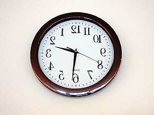 
What time is it? Even the clock in Shchigel's gallery captures the surrealist spirit. (MPR photo/Chris Roberts)