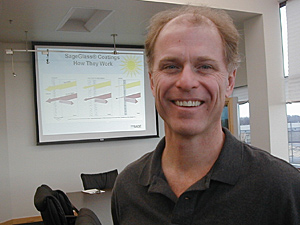 
Mike Kennedy is the chief financial officer of Sage Electrochromics in the southern Minnesota town of Faribault.  He says JOBZ gave Minnesota an edge over other states in landing the company's expansion. (MPR Photo/Jeff Horwich)