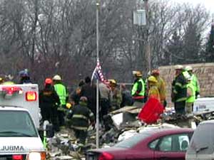 
Officials say it's possible the explosion was caused by a natural gas leak, but there's no clear evidence yet. (MPR Photo/Art Hughes)