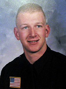 
Jim Vandenheuvel took courses in law enforcement at a community college after his high school graduation.  Vandenheuvel hoped to become a state trooper when he returned from the war, no he's not sure that will happen.  (MPR Photo/Tim Post)