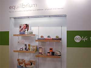 
The eq-life store has a wide variety of products and services geared toward health and wellness. For example, one wall display is titled, "Preparing for menopause."
 (MPR Photo/Annie Baxter)