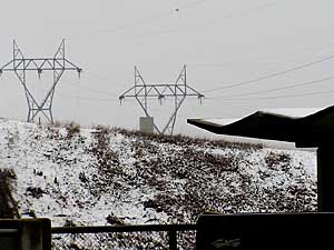 
Power produced at Gavins Point Dam goes to 58 communities in four states along the Missouri River. Rates went up by 20 percent in 2004, and a similar rate increase is expected by next year. (MPR Photo/Cara Hetland)