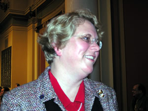 
Northstar supporter Kathy Tinglestad,  R-Andover, says getting $10 million for the project through the House is a major milestone.
 (MPR Photo/Laura McCallum)