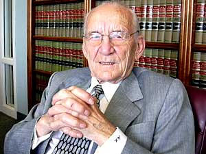 
Retired federal Judge Miles Lord ruled on the Reserve case in 1973; the decision was a landmark in environmental law.  Lord now says the state should hold off on several taconite projects on the Iron Range until it does more to safeguard miner health.  (MPR file photo)