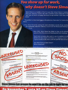 
Republicans fired back at Steve Simon with this mailing that questioned his committment. (Republican mailing)