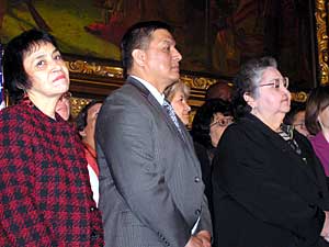 
Tribal leaders Erma Vizenor (White Earth), George Goggleye (Leech Lake) and Judy Roy (Red Lake) say a metro area casino will help their tribes economically.  (MPR Photo/Laura McCallum)