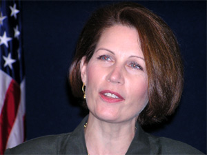 
Sen. Michele Bachmann, R-Stillwater, says she wants voters to decide that marriage should be between a man and a woman.  (MPR Photo/Tom Scheck)