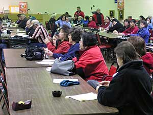 
Red Lake members attended a recent forum on the casino proposal. It was hard to find people who support the idea. Some tribal members are concerned about Red Lake incurring huge amounts of debt. (MPR Photo/Tom Robertson)