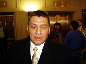 
George Goggley, the chair of the Leech Lake band, which has joined with Red Lake and White Earth in the proposed state-tribal partnership, says the committee vote gives new momentum to their efforts.

 (MPR Photo/Michael Khoo)