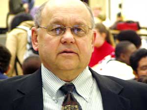 
Principal John Bianchi urged Humboldt students to watch for and report any suspicious activity. (MPR Photo/Tim Pugmire)